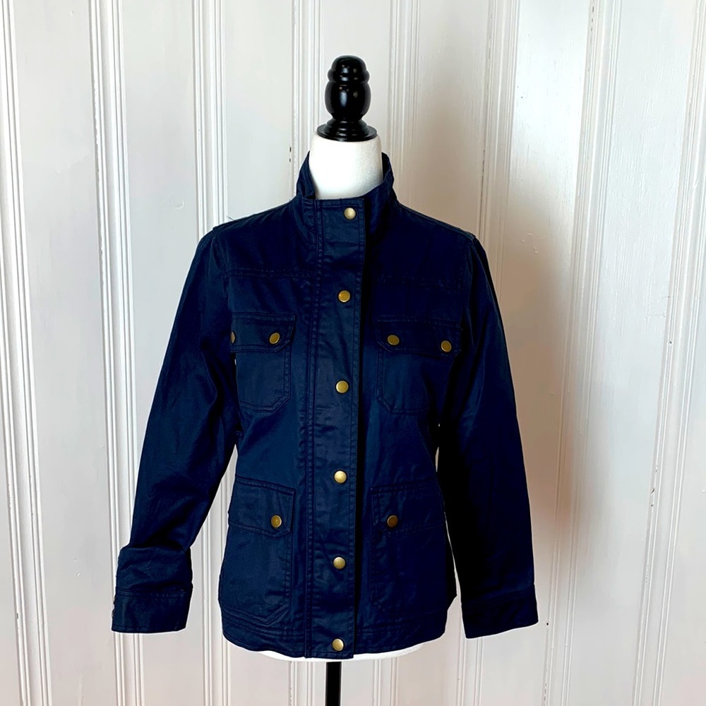 SKIES ARE BLUE Navy blue waxed jacket